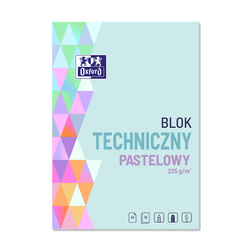 BLOK TECHNICZNY A4/10 KOLOROWY PASTEL OXFORD 225G