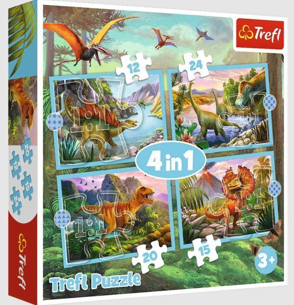 PUZZLE 4W1 TREFL WYJĄTKOWE DINOZAURY