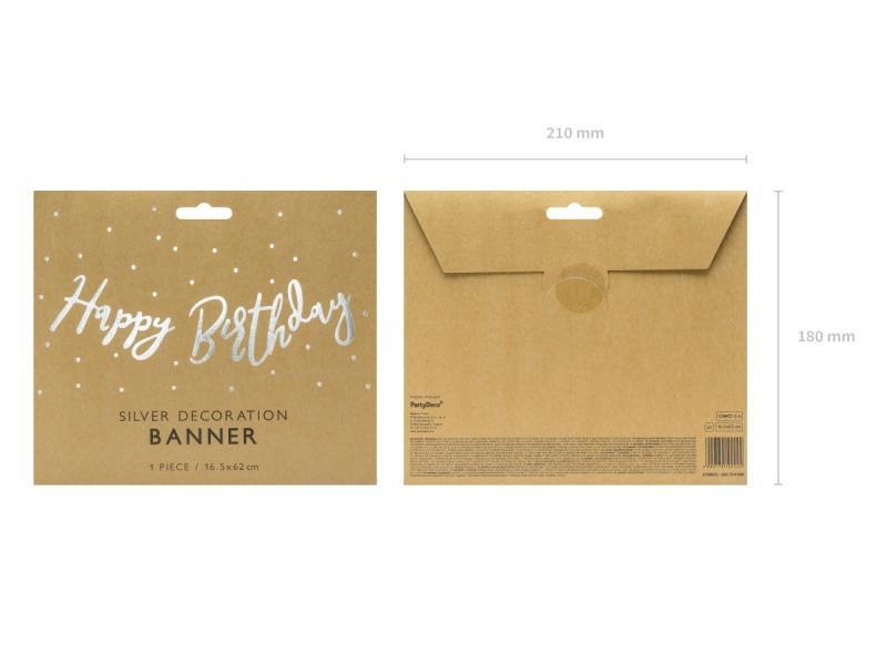 BANER HAPPY BIRTHDAY SREBRNY 62CM