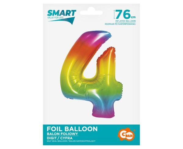 BALON FOLIOWY SMART 4 TĘCZOWY 76CM