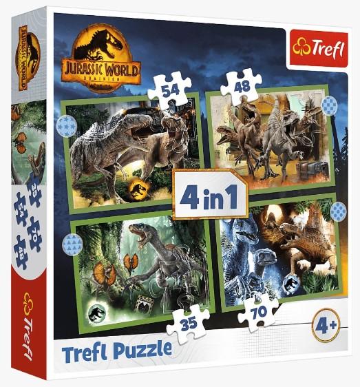 PUZZLE 4W1 TREFL GROŹNE DINOZAURY