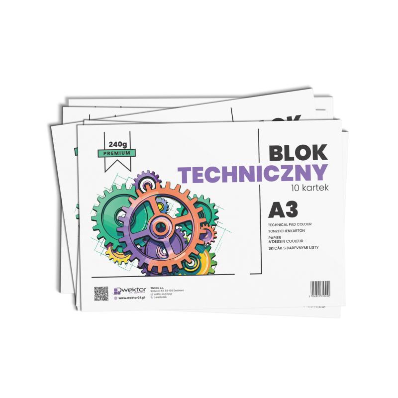 BLOK TECHNICZNY A3/10 KOLOR 240G PREMIUM WEKTOR