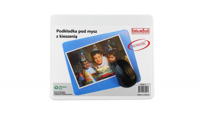 PODKŁAD POD MYSZ Z KIESZENIĄ BIAŁA