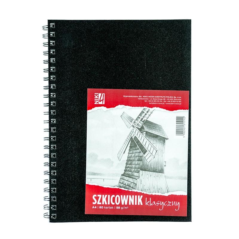 SZKICOWNIK A4 98G 80K SPIRALA PO DŁUGIM BOKU