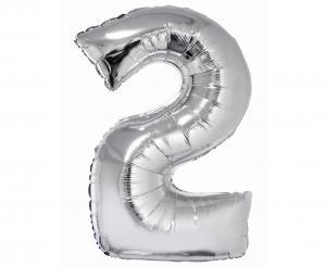 BALON FOLIOWY SMART CYFRA 2 SREBRNA 76CM