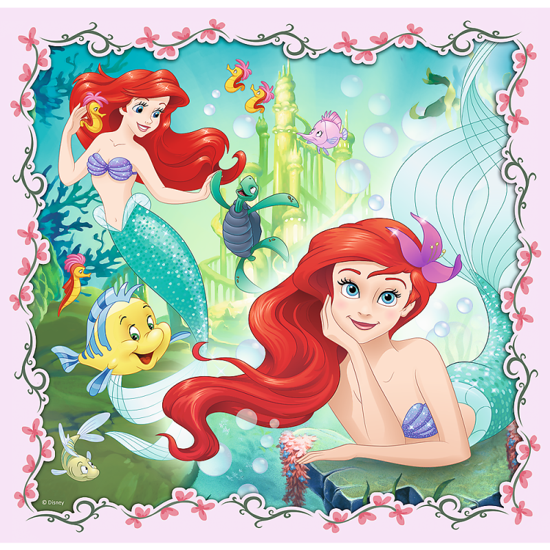 PUZZLE 3W1 TREFL ROSZPUNKA,AURORA I ARIELKA