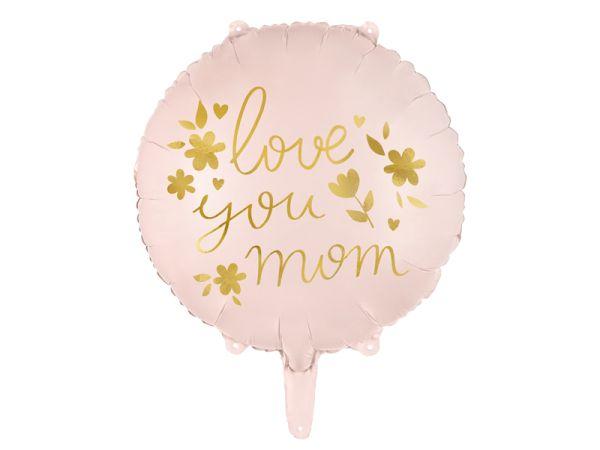 BALON FOLIOWY LOVE YOU MOM 45CM RÓŻOWY