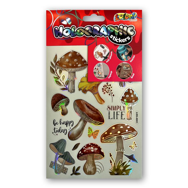 NAKLEJKI HOLOGRAPHIC LGS-4001 MUSHROOMS PENMATE KOLORI