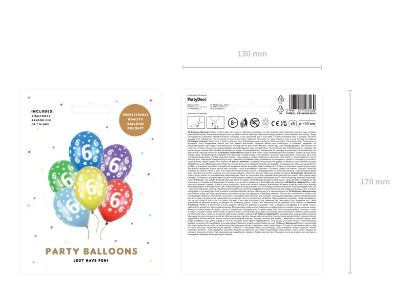 BALONY 6TH BIRTHDAY METALLIC MIX 30CM