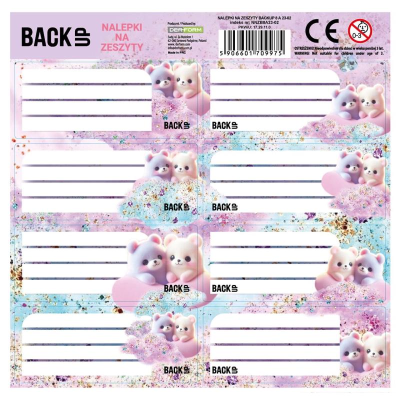 NAKLEJKI NA ZESZYTY BACKUP 8 A 23 A25