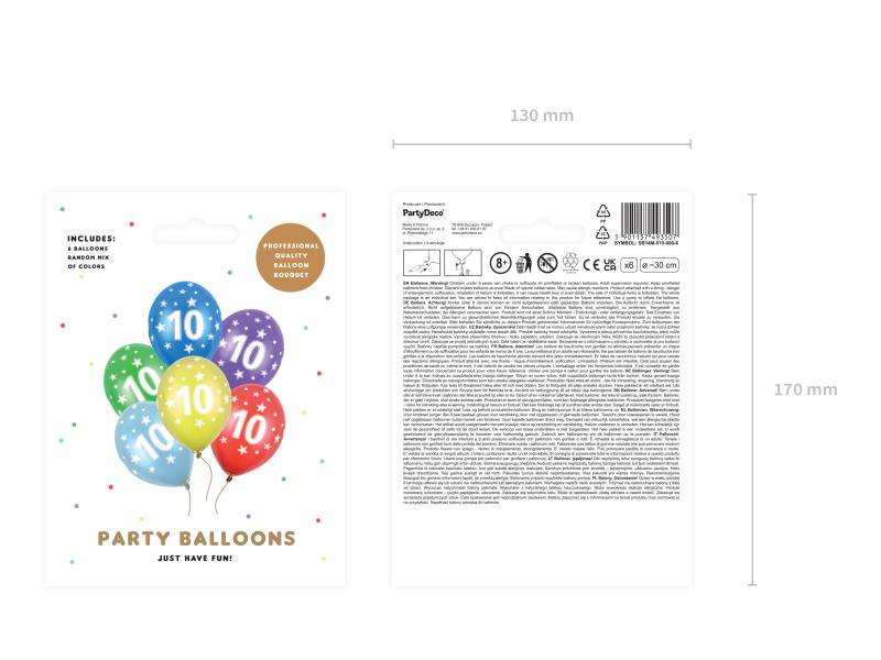 BALONY 10TH BIRTHDAY METALLIC MIX 30CM