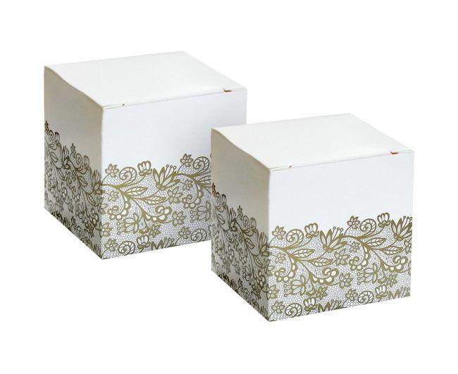 PUDEŁKA PAP.W&C NA SŁODYCZE ZŁOTY NADRUK 5X5X5CM A6 KOMUNIA
