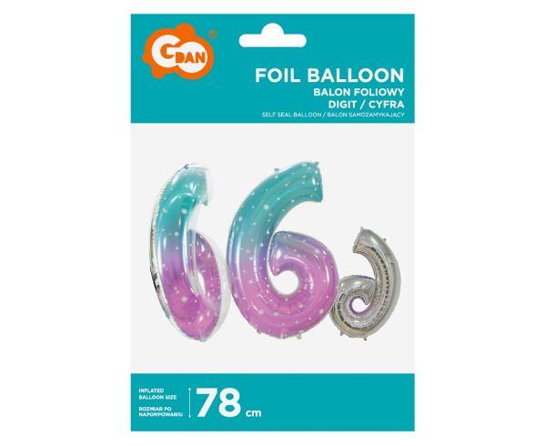 BALON FOLIOWY CYFRA 6 KOSMOS 78CM