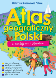 ATLAS GEOGRAFICZNY POLSKI Z NAKLEJKAMII PLAKATEM