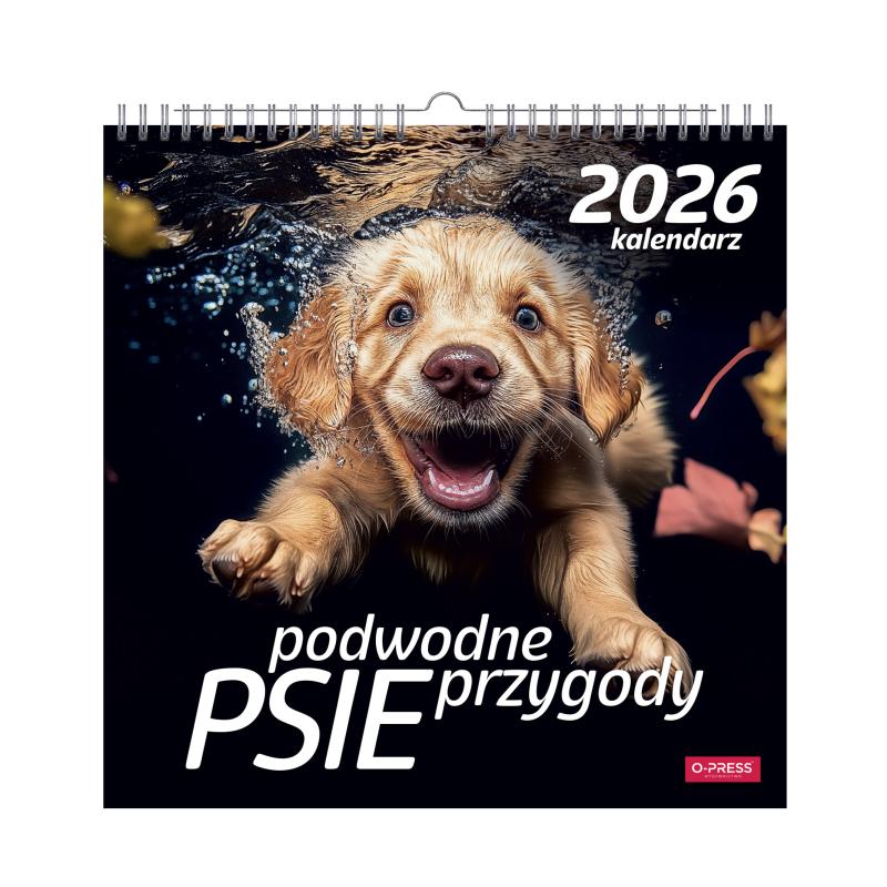 KALENDARZ ŚCIENNY 33X33 PSY AREX SPIRALA PODWODNE PRZYGODY