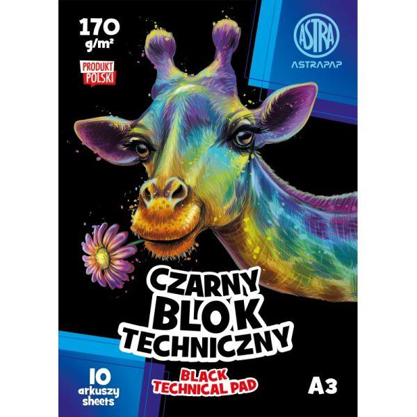 BLOK TECHNICZNY A3/10 170G ASTRAPAP BLACK