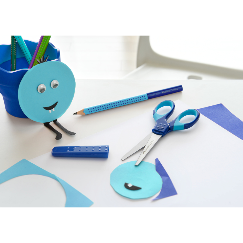 NOŻYCZKI SZKOLNE GRIP NIEBIESKIE BLISTER FABER-CASTELL