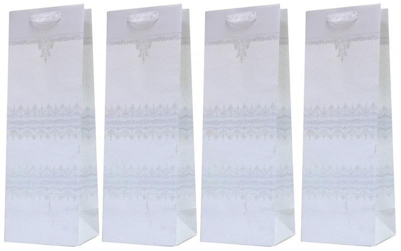 TOREBKA LUX Z BROKATEM BIAŁA NA BUTELKĘ 12X36X10 A/12