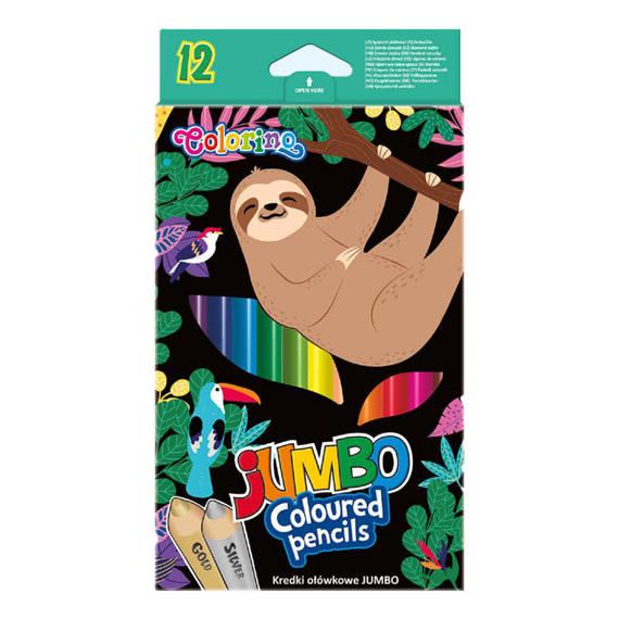 KREDKI OŁÓWKOWE 12 COLORINO TRÓJKĄTNE JUMBO WILDKID