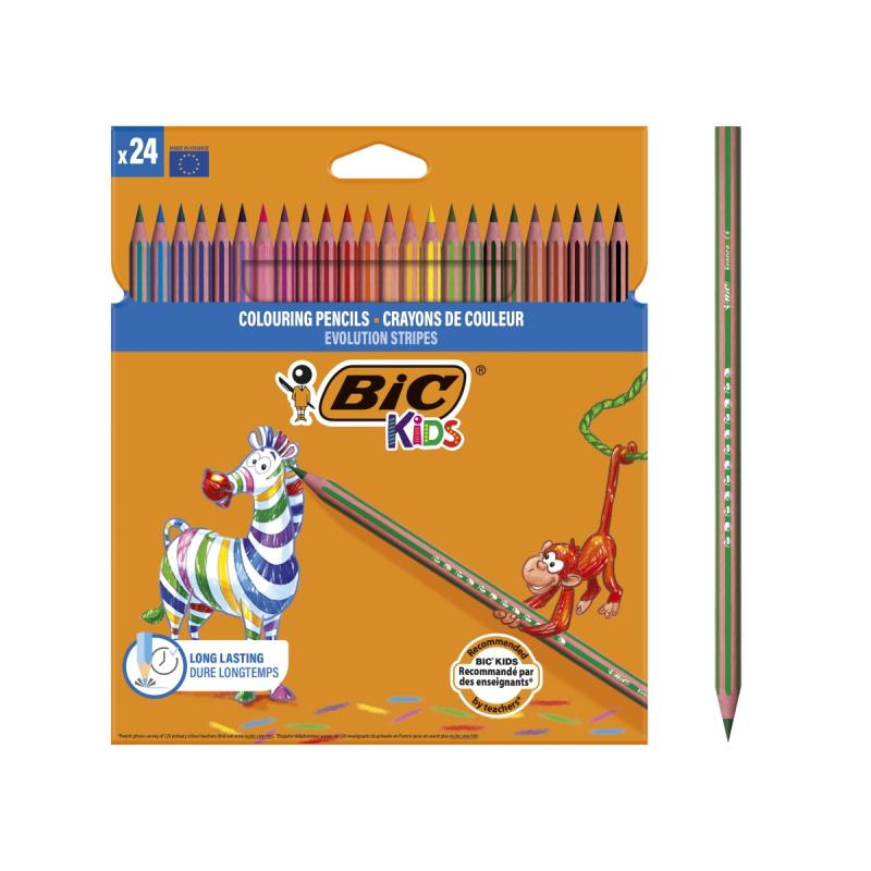 KREDKI 24 BIC EKOLOG./STRIPES Z ŻYWICY SYNTETYCZNEJ