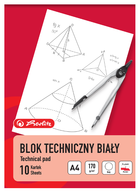 BLOK TECHNICZNY A4/10 HERLITZ 170G BIAŁY