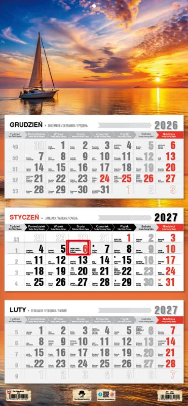 KALENDARZ TRÓJDZIELNY KT-1 PŁASKA GŁÓWKA 2027