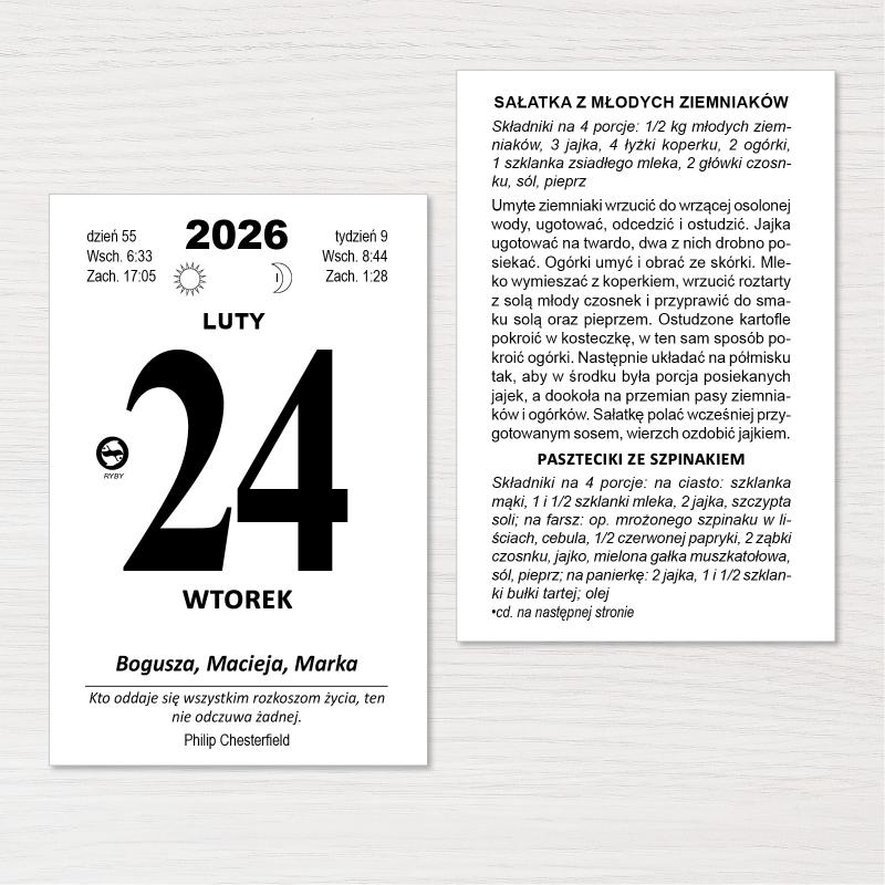 KALENDARZ ZDZIERAK B7 KUCHNIA POLSKA AREX