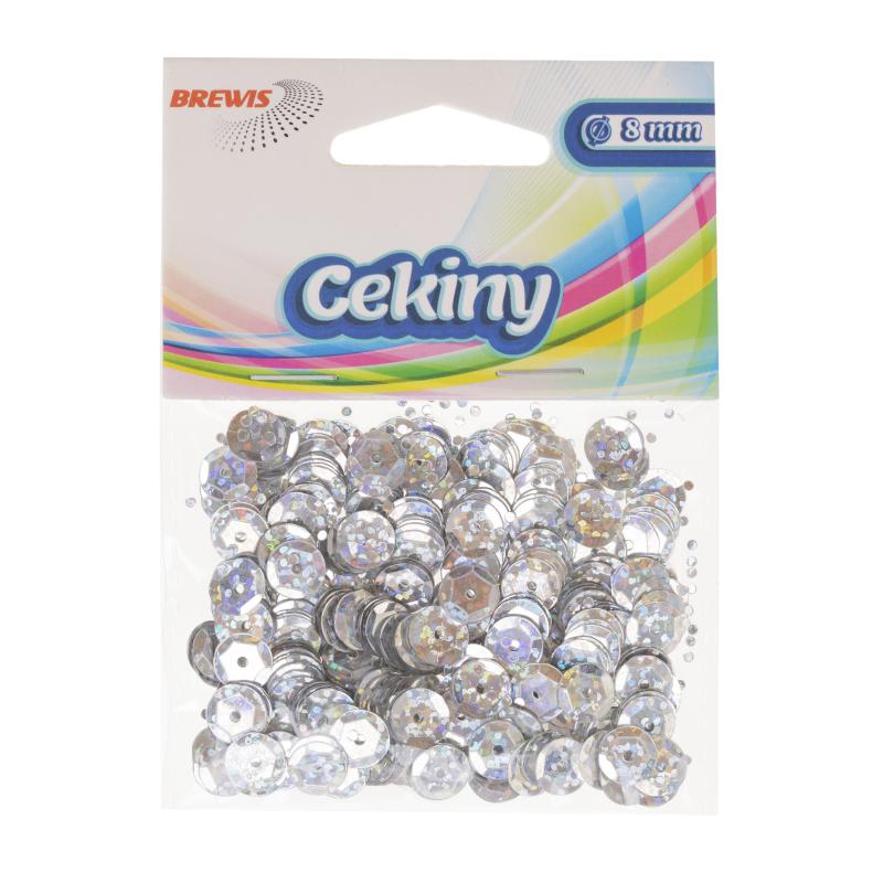 CEKINY HOLOGRAMOWE 8MM SREBRNE