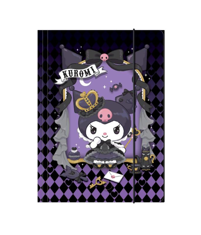 TECZKA A4 KARTONOWA/PŁASKA/ Z GUMKĄ - WZÓR 3 KUROMI