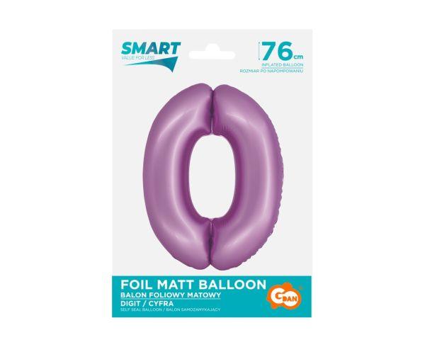 BALON FOLIOWY SMART CYFRA 0 LAWENDA MAT 76CM