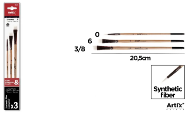 ZESTAW PROFESJONALYCH PĘDZLI MALARSKICH 3szt./opak. ARTIX