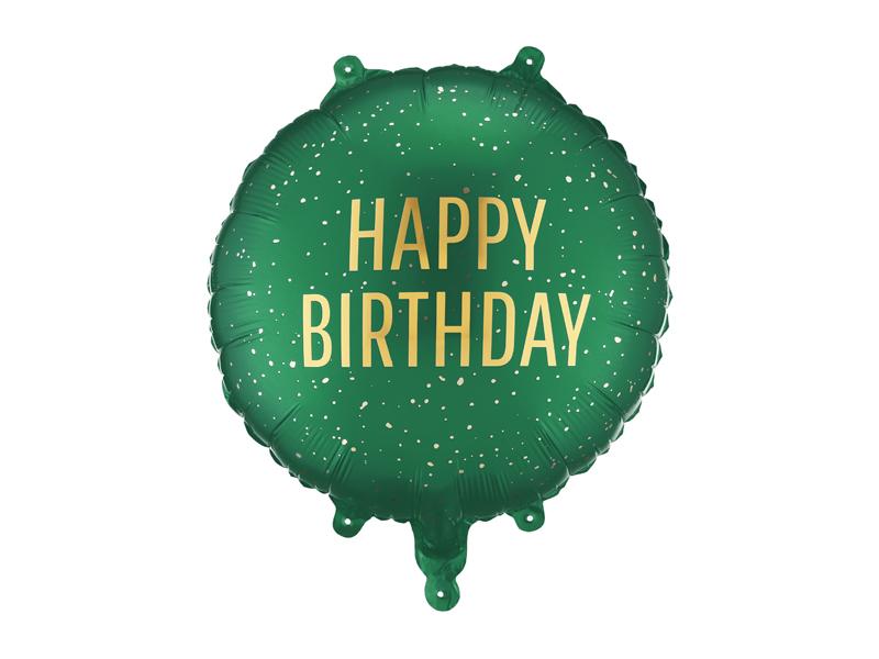 BALON FOLIOWY PASTYLKA HAPPY BIRTHDAY 35X35CM CIEMNY ZIELONY
