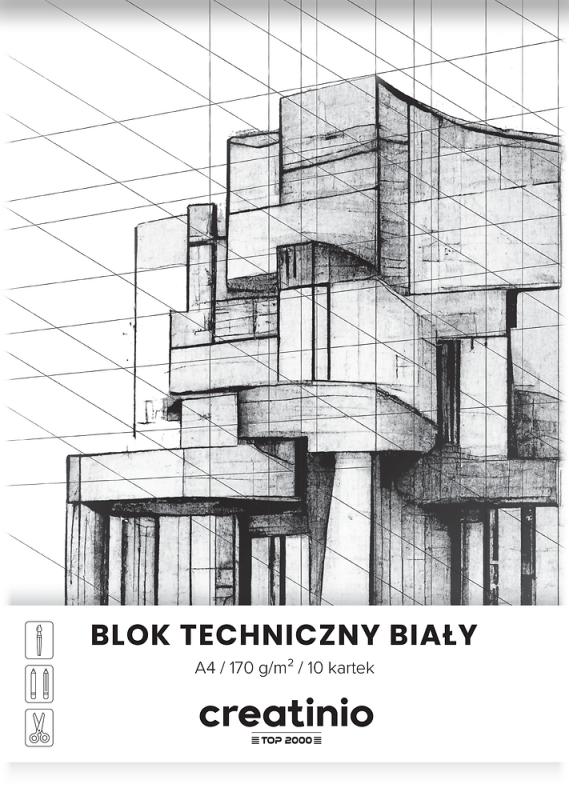 BLOK TECHNICZNY A4/10 BIAŁY TOP CREATINIO 170G