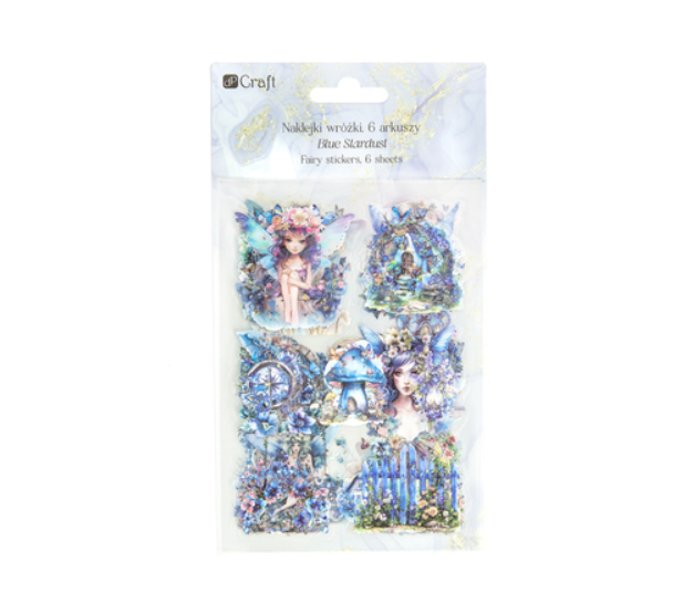 NAKLEJKI POŁYSKUJĄCE PET WRÓŻKI 6 ARKUSZY BLUE STARDUST