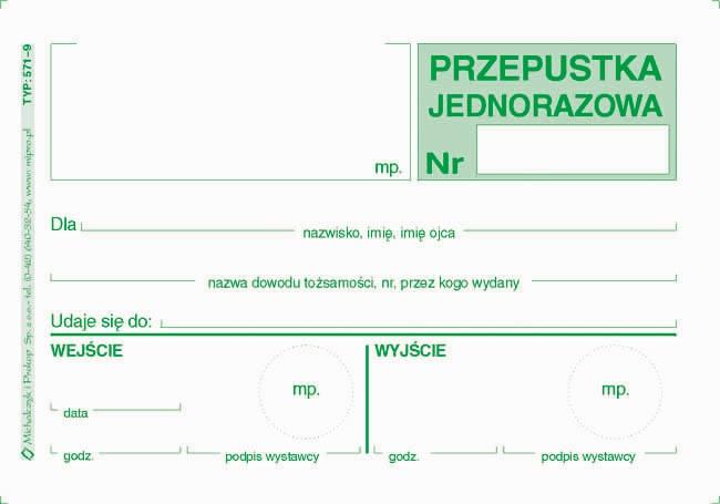 DRUK M PRZEPUSTKA JEDNORAZOWA A7 /60/