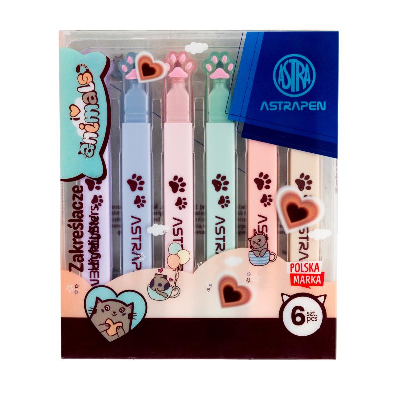 ZAKREŚLACZE Z ŁAPKAMI ASTRAPEN ANIMALS CHOCO - 6 kolorów