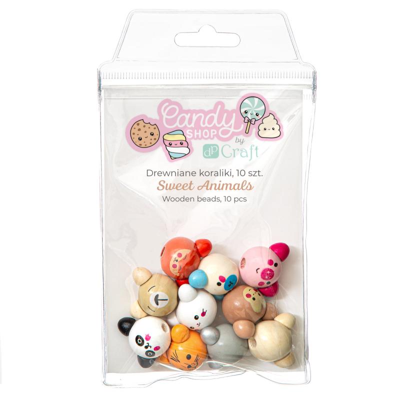 DREWNIANE KORALIKI, 2 CM, 10 SZT. - SWEET ANIMALS