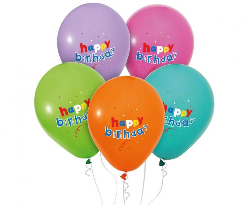 BALONY HAPPY BIRTHDAY 12 5SZT PASTELOWE KOLORY