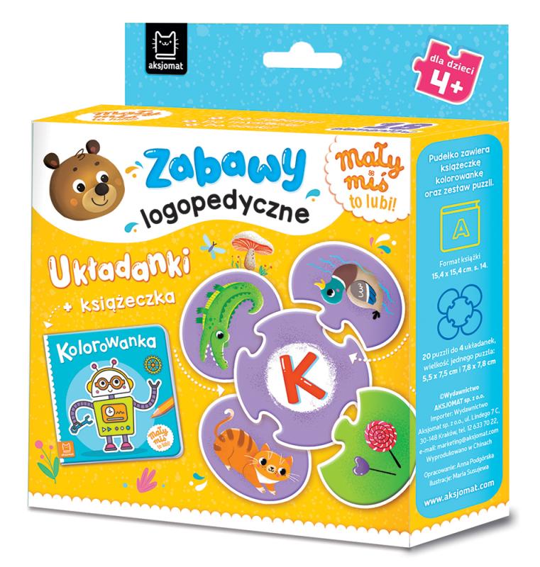 KSIĄŻECZKA MAŁY MIŚ TO LUBI! ZABAWY LOGOPEDYCZNE.UKŁADANKI+KSIĄŻECZKA