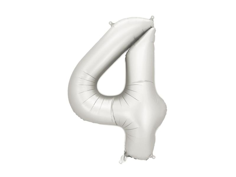 BALON FOLIOWY CYFRA 4 SREBRNY 86CM