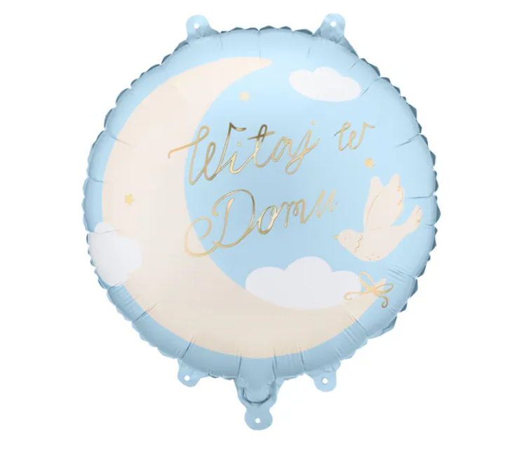 BALON FOLIOWY PASTYLKA WITAJ W DOMU 35X35CM JASNO NIEBIESKI