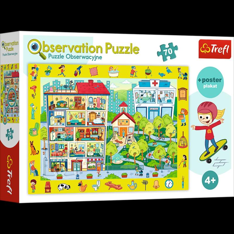 PUZZLE 70 TREFL OBSERWACYJNE.ODWIEDZAMY MIASTECZKO