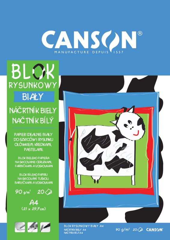 BLOK RYSUNKOWY A4/20 BIAŁY 90G CANSON