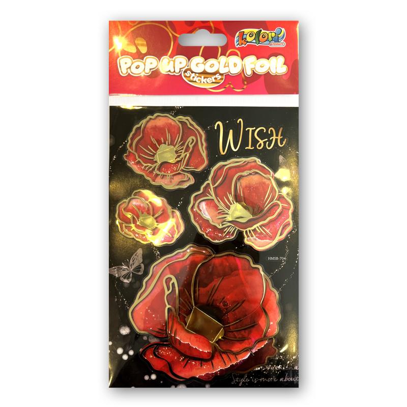 NAKLEJKI GOLD FOIL HMBS-704 POPPIES PENMATE KOLORI