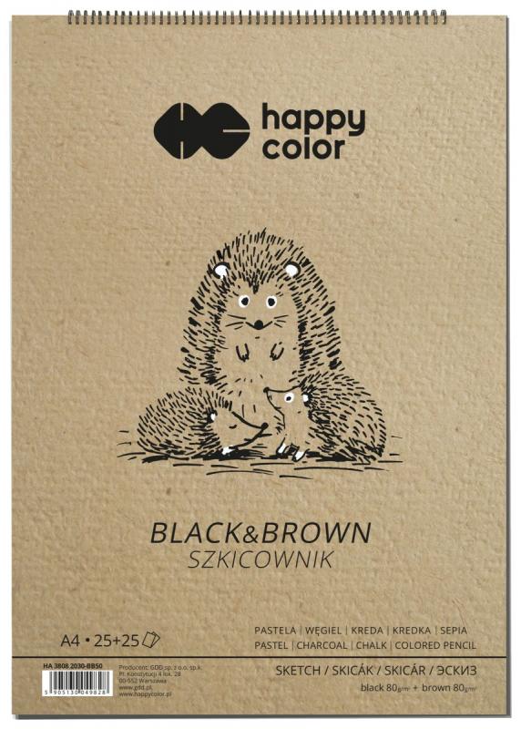 SZKICOWNIK NA SPIRALI A4/50 BLACK&BROWN 280G