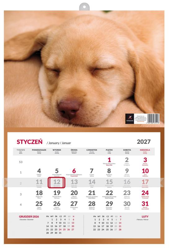 KALENDARZ JEDNODZIELNY LUX 2027