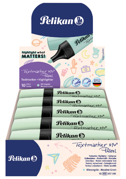ZAKREŚLACZ PELIKAN 490 PASTELL ZIELONY D10