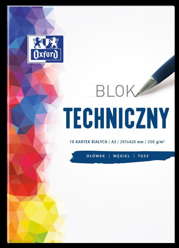 BLOK TECHNICZNY A3/10 BIAŁY OXFORD 250G BANER