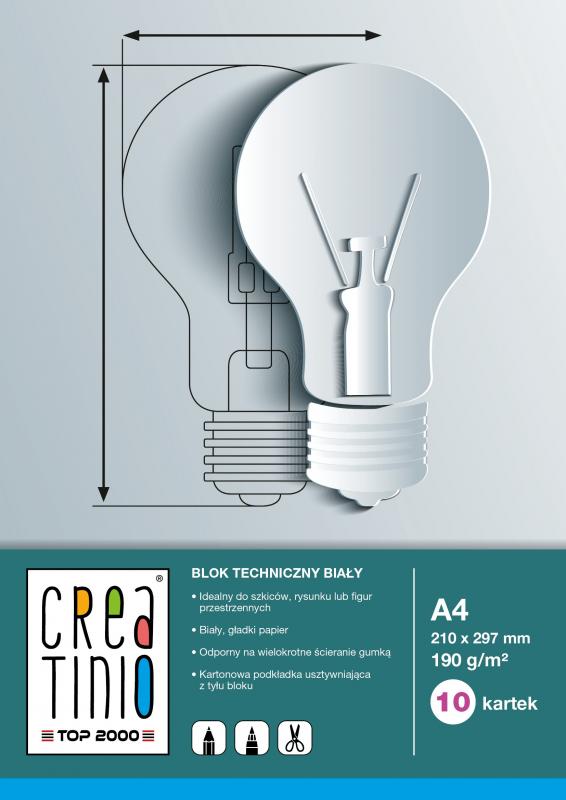 BLOK TECHNICZNY A4/10 BIAŁY TOP CREATINIO 170G