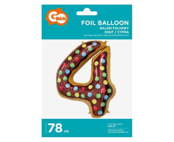 BALON FOLIOWY '4' CIASTECZKO 78CM